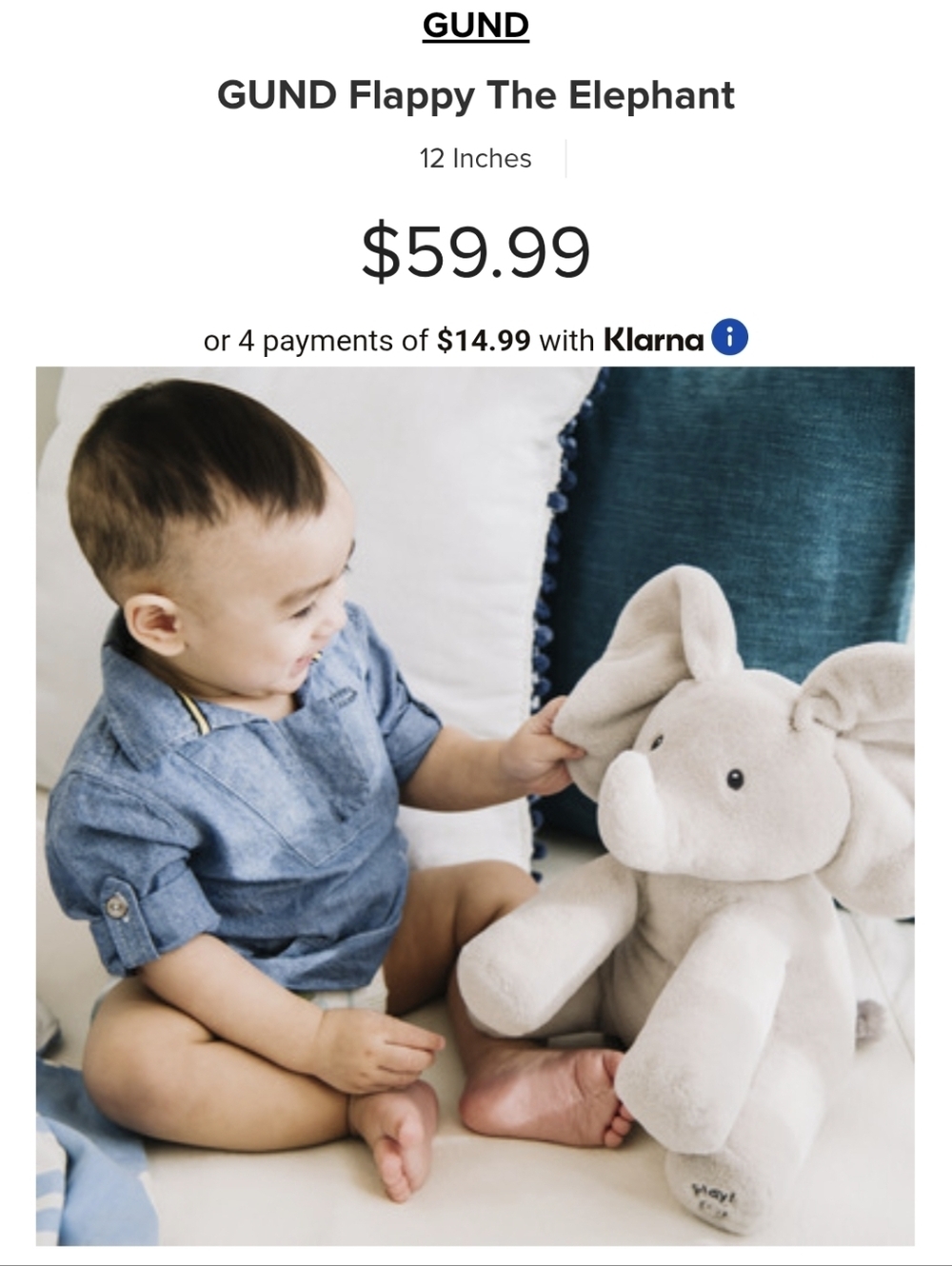 Flappy L'elephante large Version French Musical Interactive Elephant By Gund